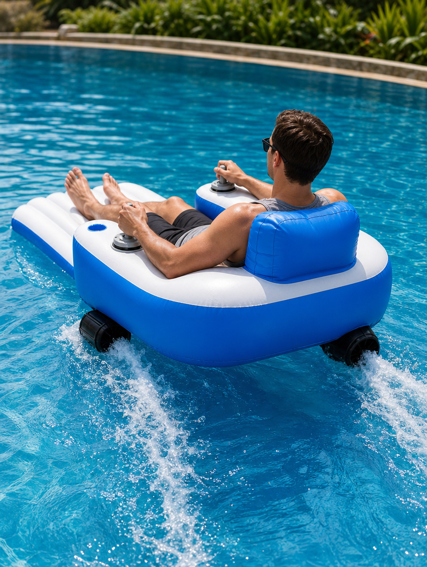 Twin electric motors leaving a wake behind the lounger